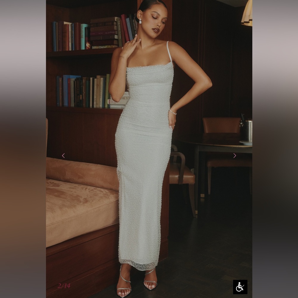 House of CB White Beaded Maxi Dress